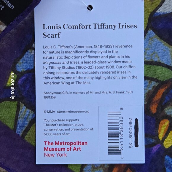 NWT The Met Silk Scarf Tiffany Irises Stained Glass Flowers Floral - Picture 6 of 9